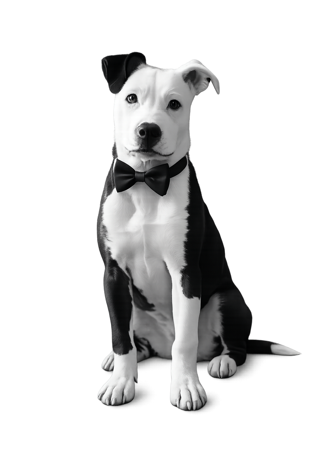 Wedding dog messenger in a bow tie